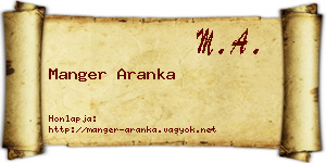 Manger Aranka névjegykártya